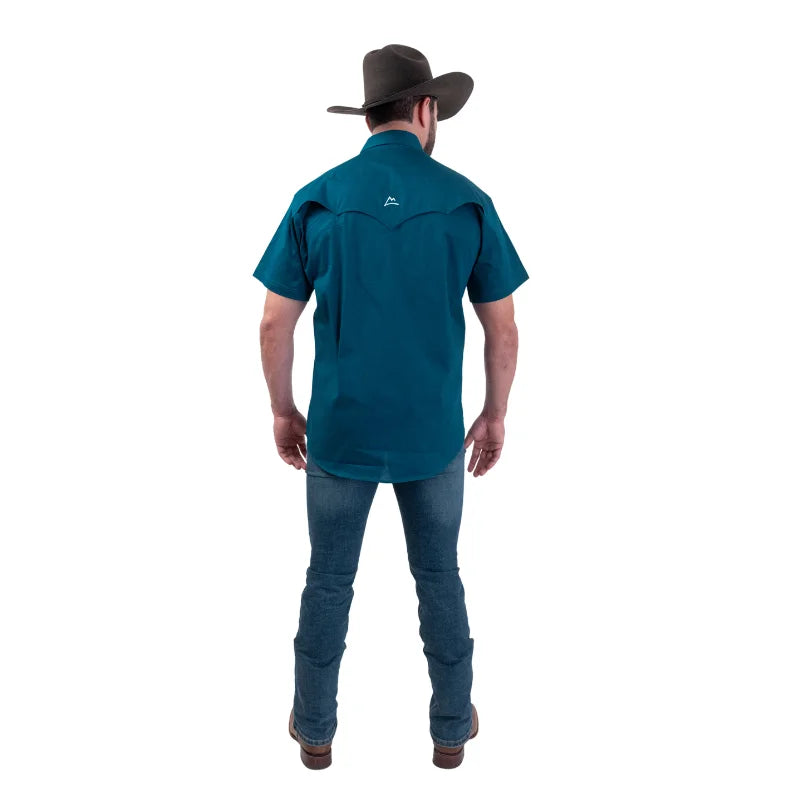 Camisa Denver manga corta caballero azul petróleo con ventilación