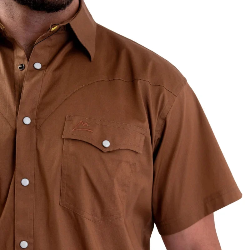 Camisa Denver manga corta caballero café con ventilación