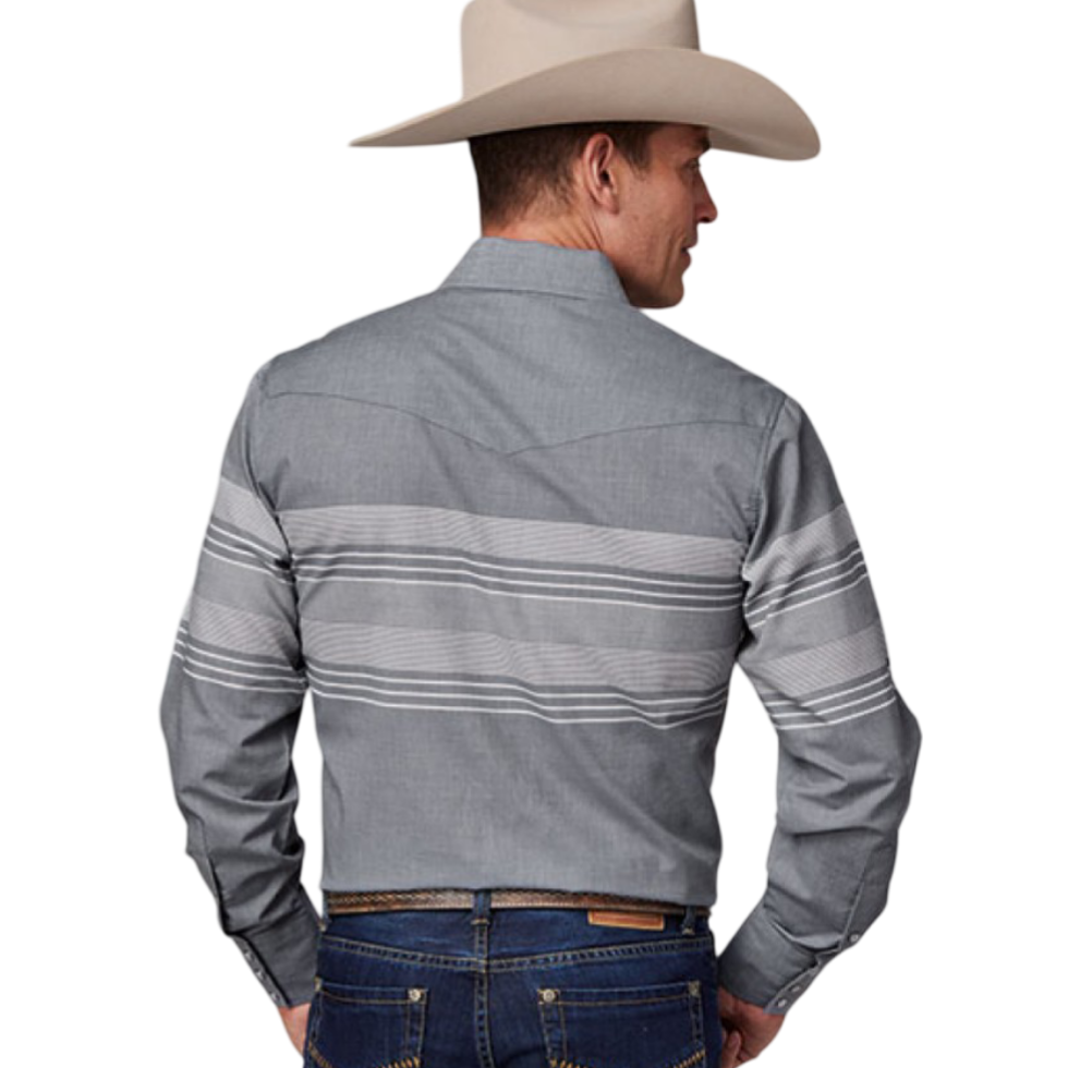 Camisa Roper Broche de Perla de Rayas Grises