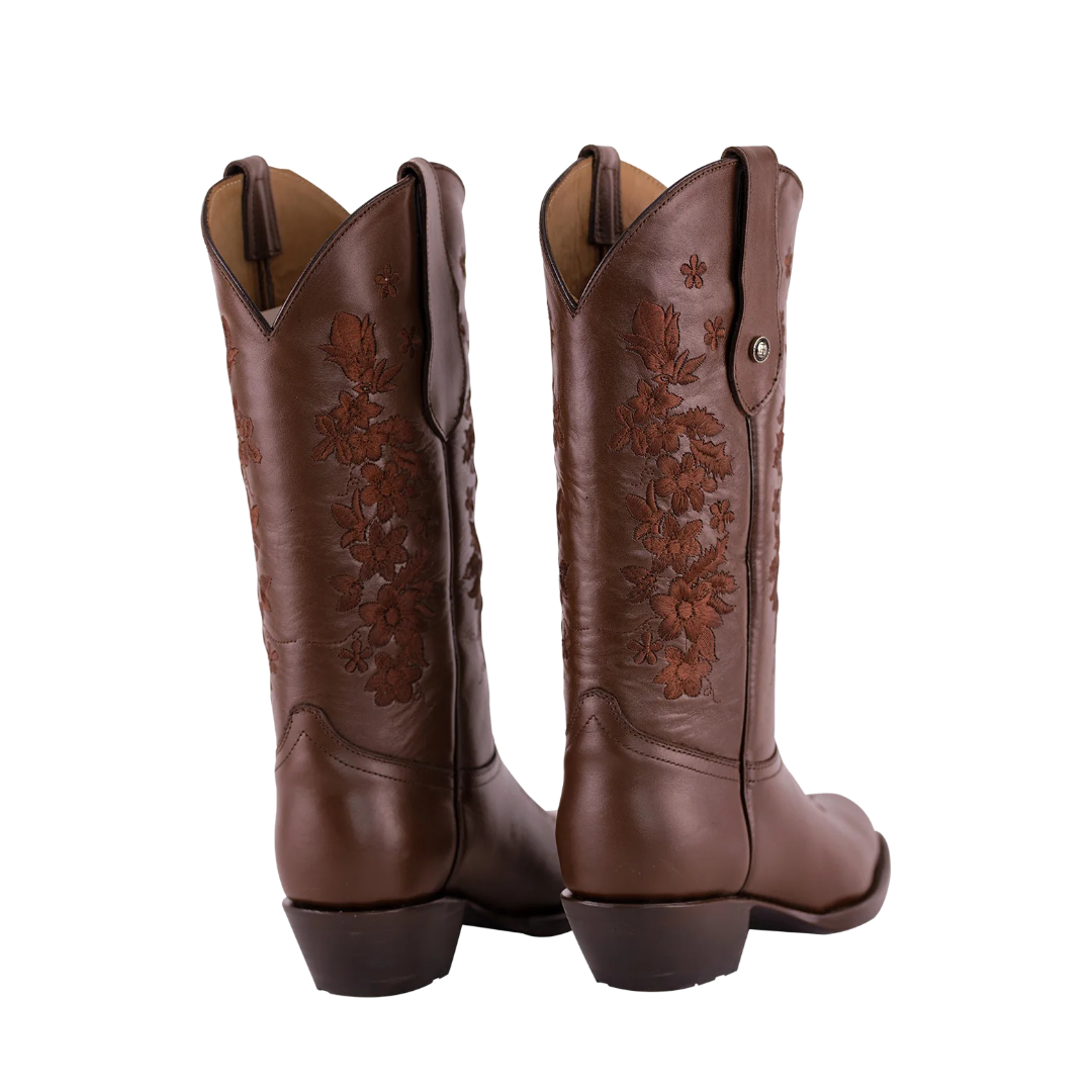 Bota Horsag Oval Bordada Atanado Café