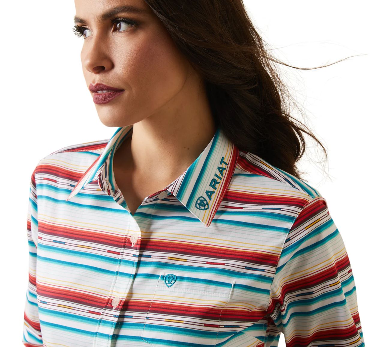 Camisa Ariat Libre De Arrugas Team Kirby Stretch Rosa Serape