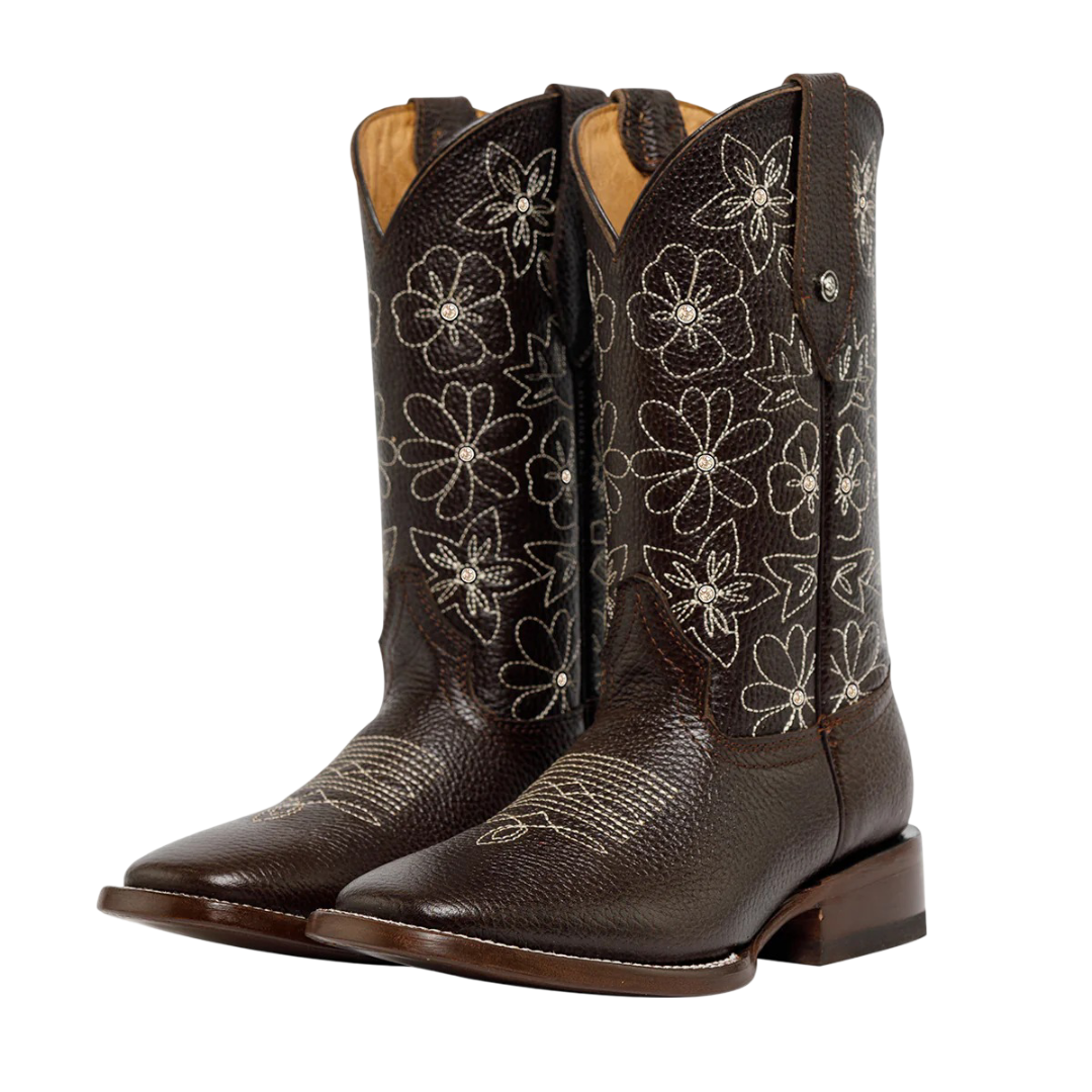 Bota bulldog flores/piedras floter café