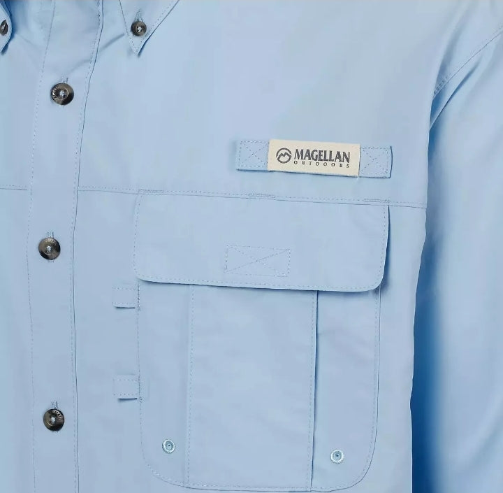 Camisa de Hombre Magellan Laguna Madre Manga Larga Color Celeste Claro