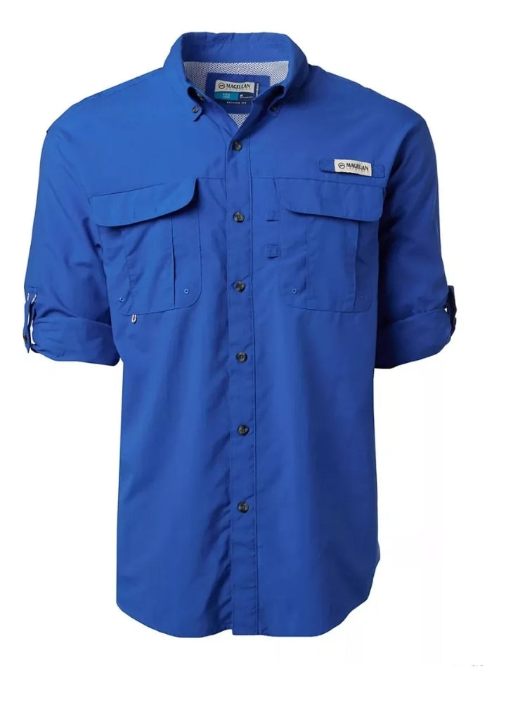 Camisa de Hombre Magellan Laguna Madre Manga Larga Color Azul Nautico