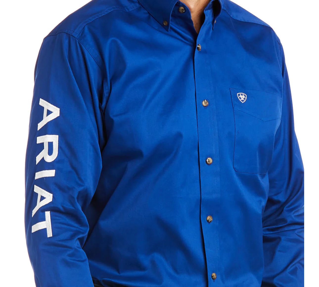 Camisa Ariat Team Logo Twill Azul Corte Fitted