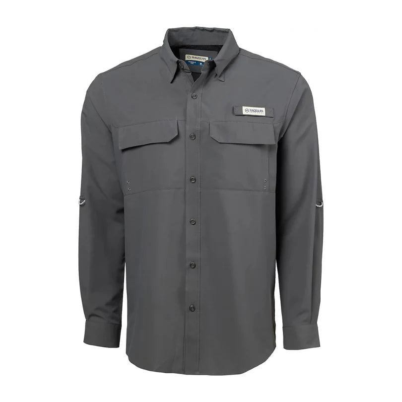 Camisa de Hombre Magellan Laguna Madre Manga Larga Color Gris Osbcuro