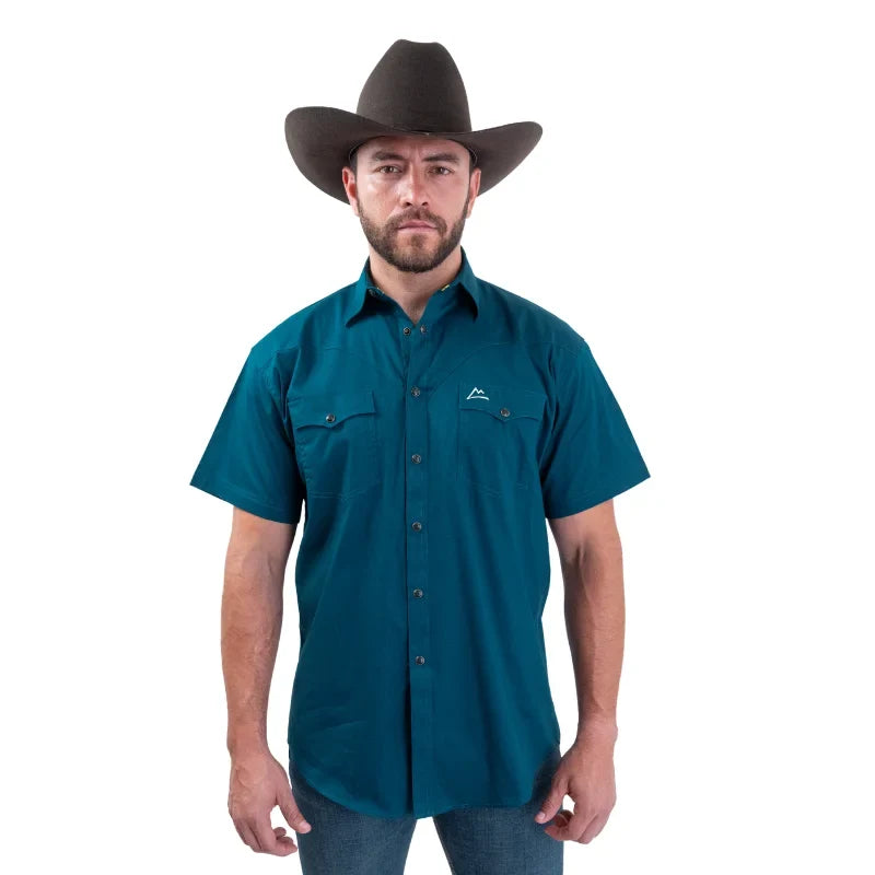 Camisa Denver manga corta caballero azul petróleo con ventilación