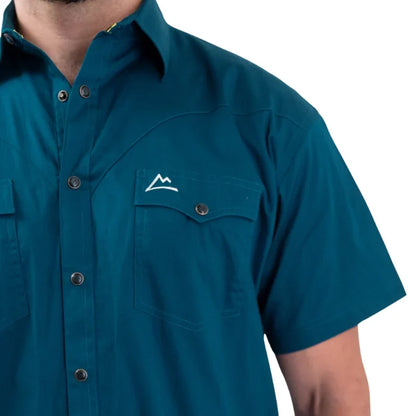 Camisa Denver manga corta caballero azul petróleo con ventilación