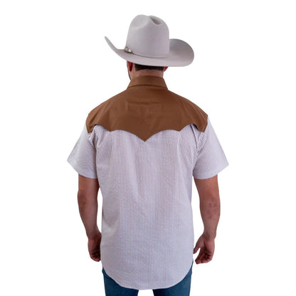 Camisa Denver caballero con estampado rayas khaki y blanco