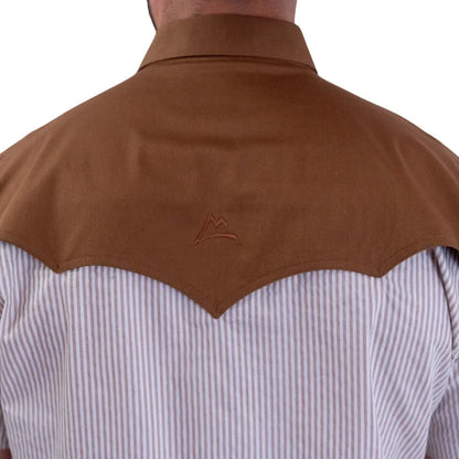 Camisa Denver caballero con estampado rayas khaki y blanco
