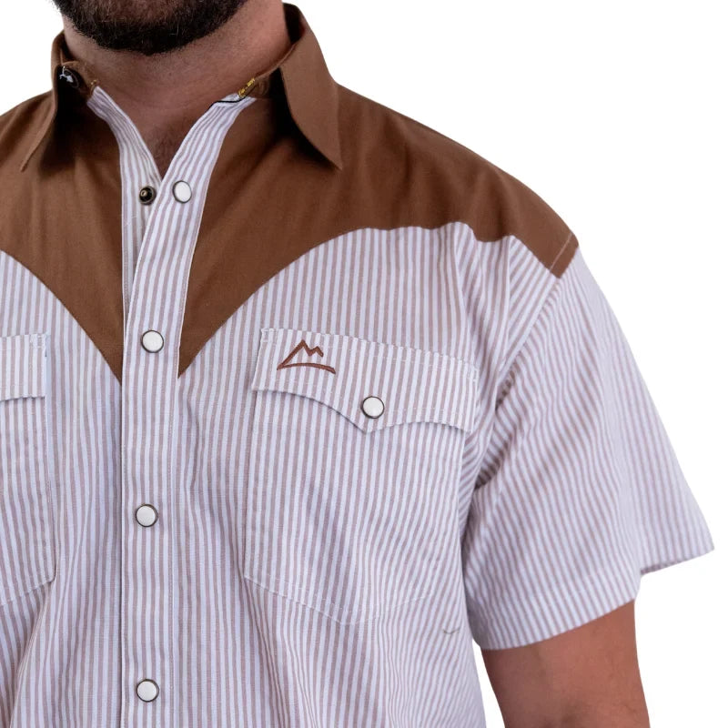 Camisa Denver caballero con estampado rayas khaki y blanco