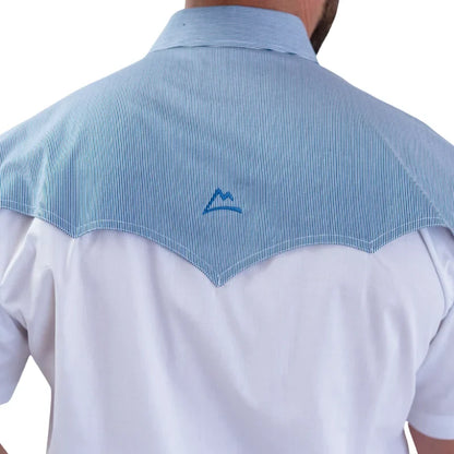 Camisa Denver caballero con estampado de rayas blanco y azul con ventilación