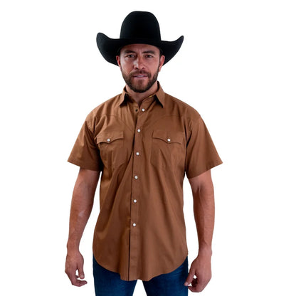 Camisa Denver manga corta caballero café con ventilación