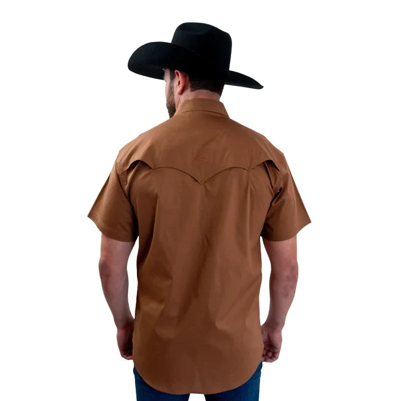 Camisa Denver manga corta caballero café con ventilación