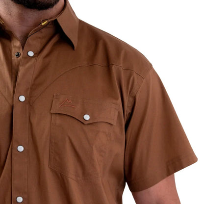 Camisa Denver manga corta caballero café con ventilación