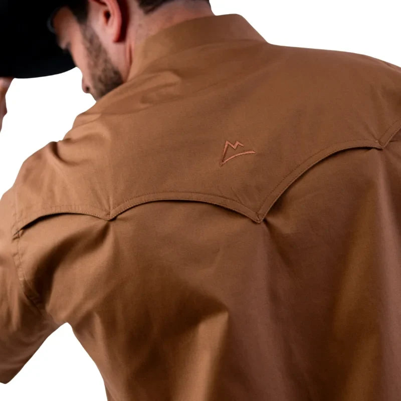 Camisa Denver manga corta caballero café con ventilación