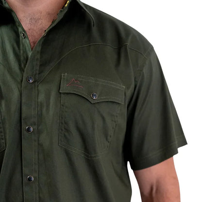 Camisa Denver manga corta caballero verde militar con ventilación