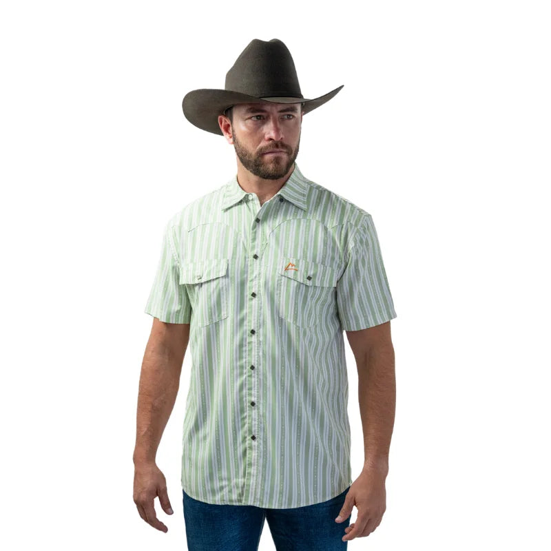 Camisa Denver caballero con estampado rayas y flechas verde olivo