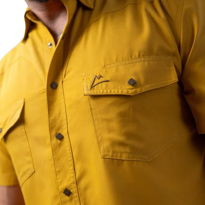 Camisa Denver Caballero Fishing Manga Corta Amarillo con Ventilación