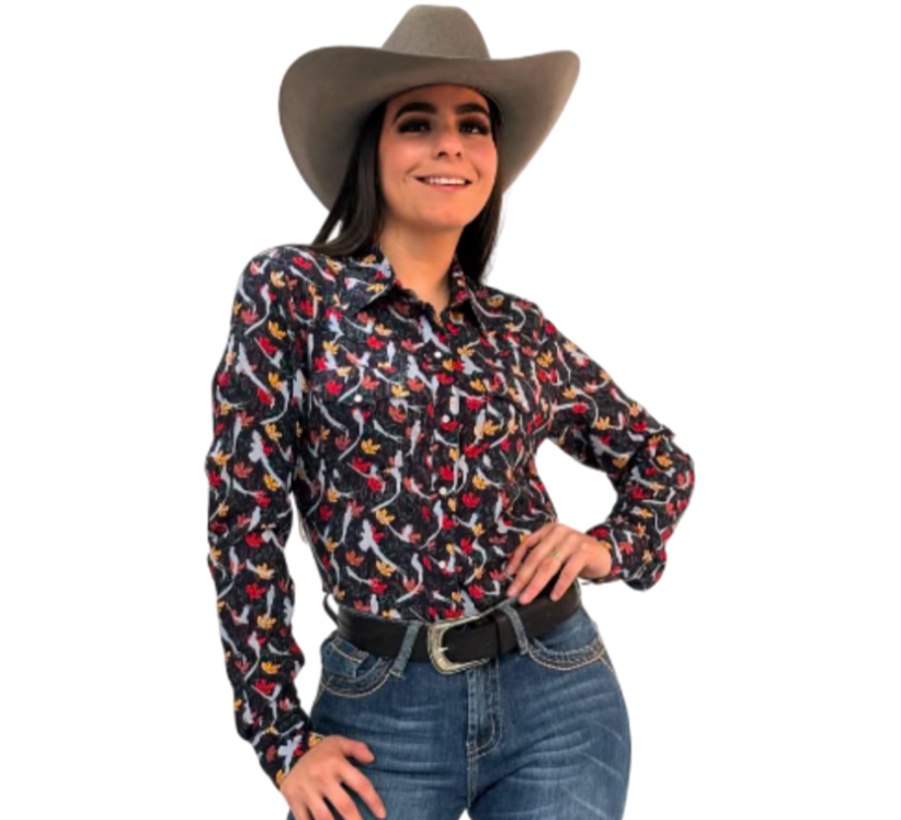 Denver Denim Shirt with Navy Quetzal Print