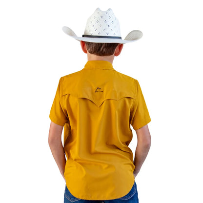 Camisa Vaquera Manga Corta Frisco Fishing para Niño Amarillo con Ventilación