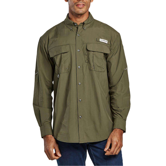 Camisa de Hombre Magellan Laguna Madre Manga Larga Color Verde Olivo