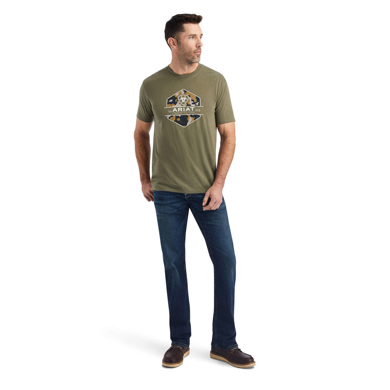 Playera Ariat Camo Badge Short Sleeve T-Shirt Tee