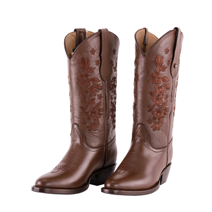 Bota Horsag Oval Bordada Atanado Café