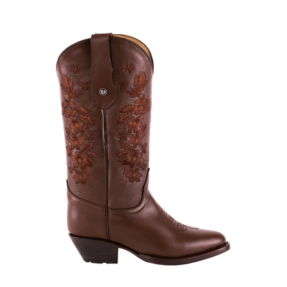 Bota Horsag Oval Bordada Atanado Café