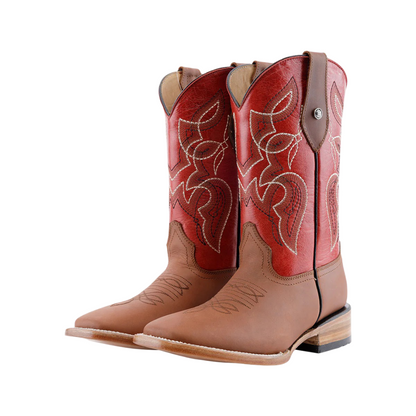 Bota Horsag Bulldog de Cuero Crazy Bronce/Barza rojo