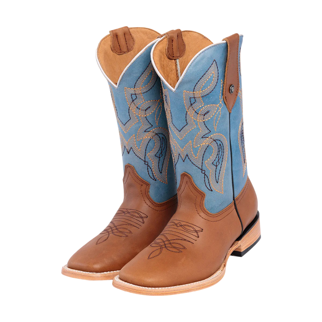 Bota Horsag Bulldog de Cuero Crazy Oro/Barza azul