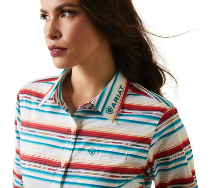Camisa Ariat Libre De Arrugas Team Kirby Stretch Rosa Serape