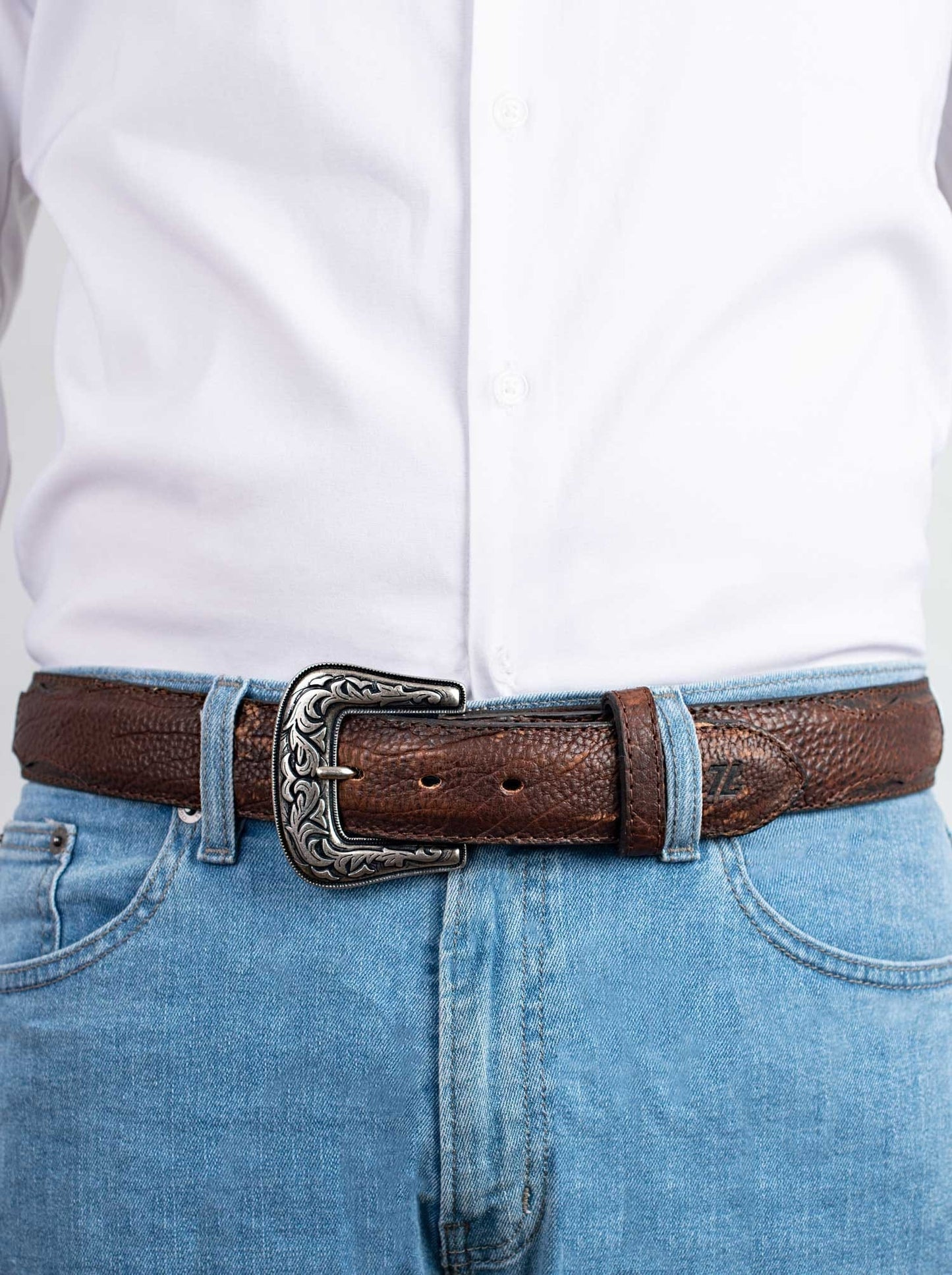 Cinturón Vaquero Siete Leguas Bisonte Dark Brown Estilo 13