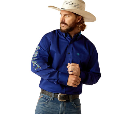 Camisa Ariat Team Logo Twill Royal Blue Corte Clásico