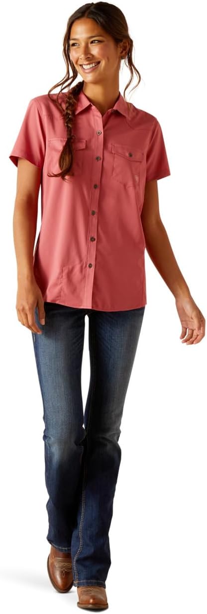 Camisa Ariat Manga corta mujer Western Ventek rosa