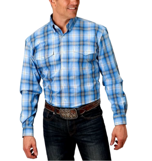 Camisa Roper Cuadros Azul Claro