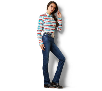 Camisa Ariat Libre De Arrugas Team Kirby Stretch Rosa Serape