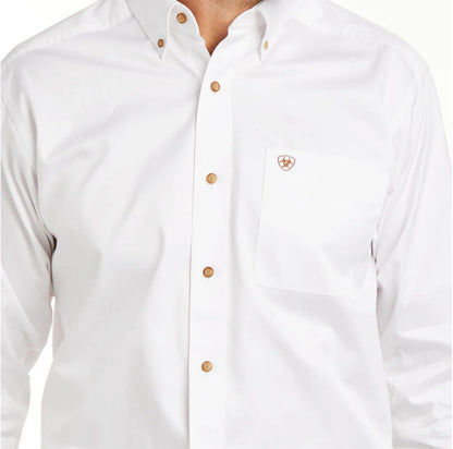 Camisa Ariat Solid Twill Corte Fitted Blanco