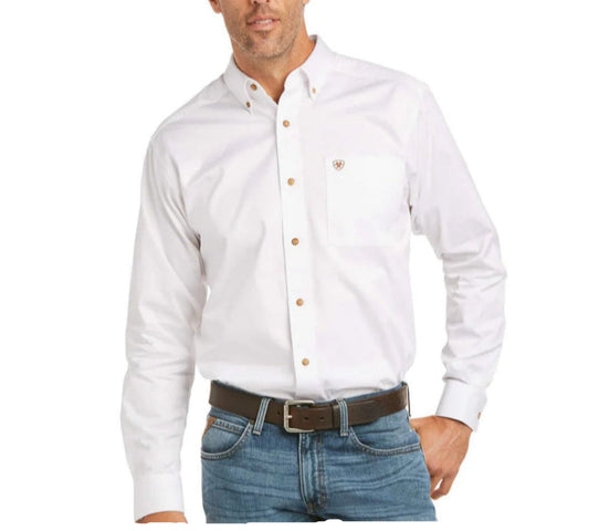 Camisa Ariat Solid Twill Corte Fitted Blanco