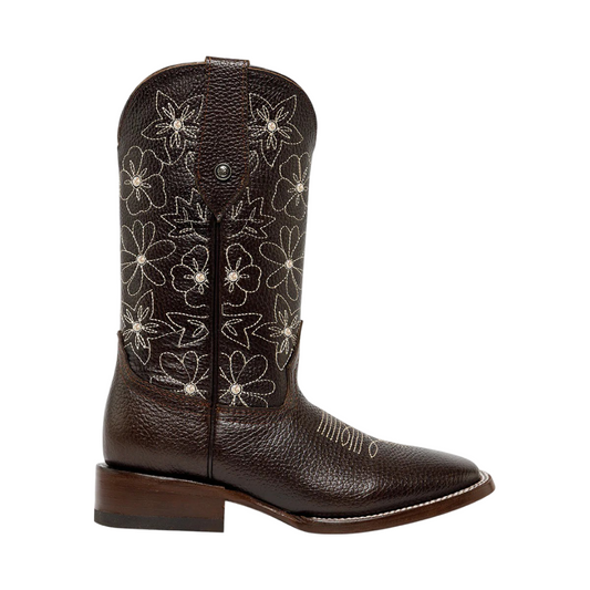 Bota bulldog flores/piedras floter café