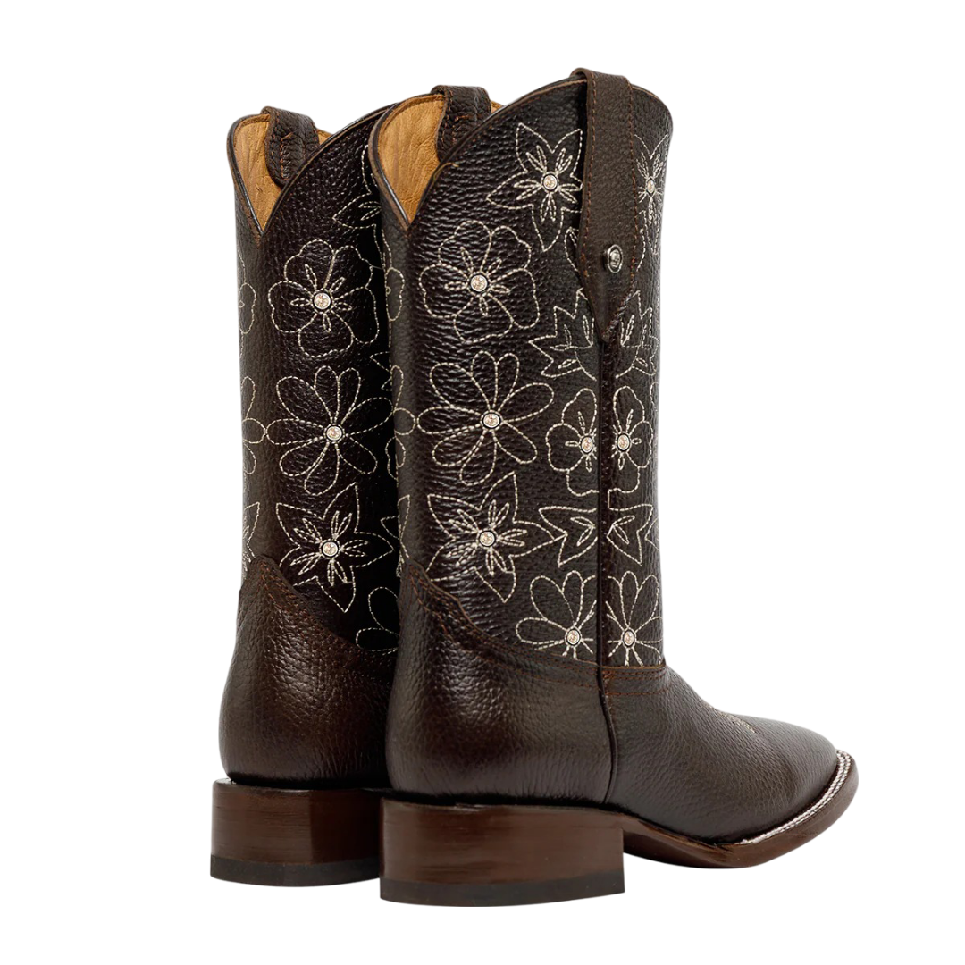 Bota bulldog flores/piedras floter café