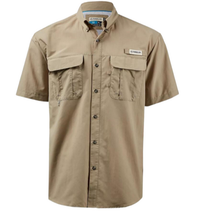 Camisa de Hombre Magellan Laguna Madre Manga Corta Color Beige