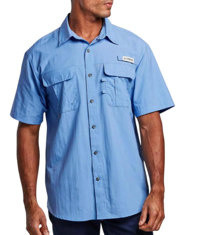Camisa de Hombre Magellan Laguna Madre Manga Corta Color Celeste