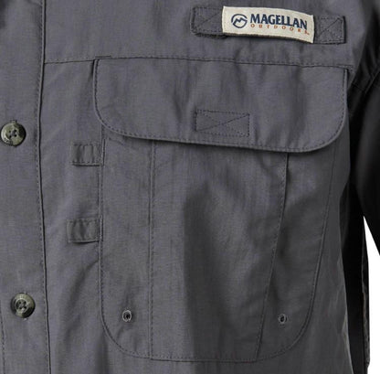Camisa de Hombre Magellan Laguna Madre Manga Corta Color Gris Oscuro