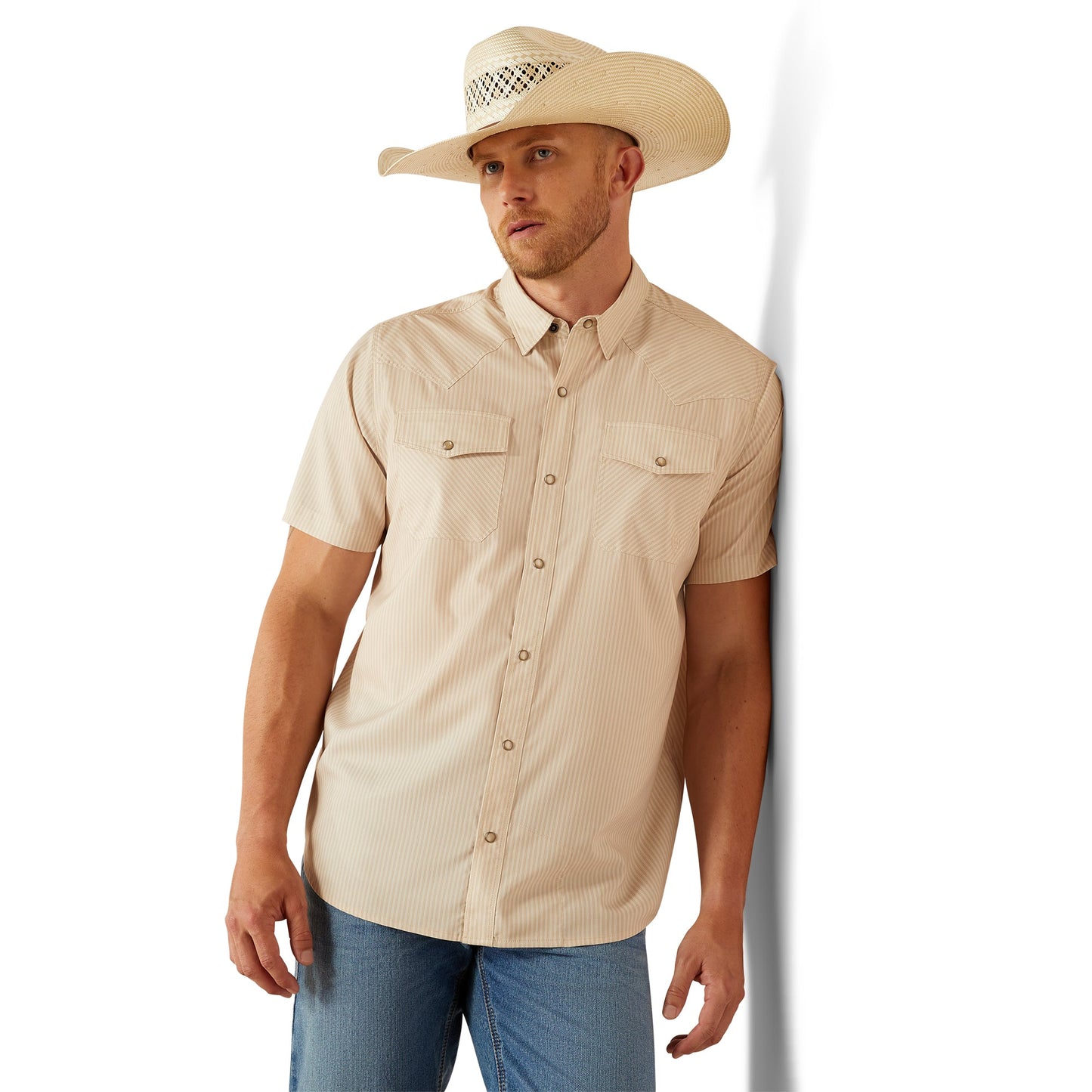 Camisa Ariat VentTEK Tan Corte Fitted