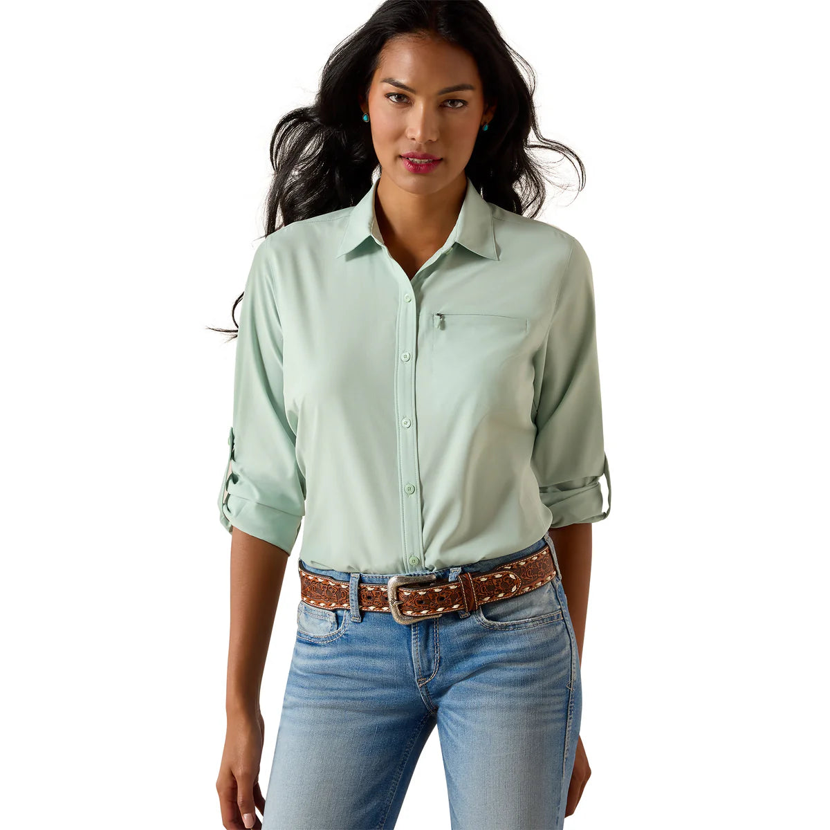 Camisa Ariat Manga Larga Mujer VentTEK Silt Green