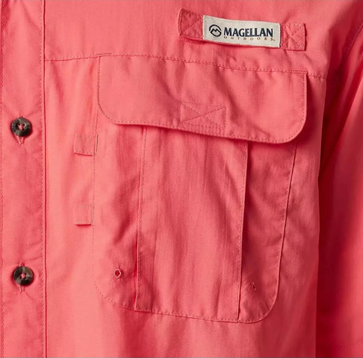 Camisa de Hombre Magellan Laguna Madre Manga Corta Salmon