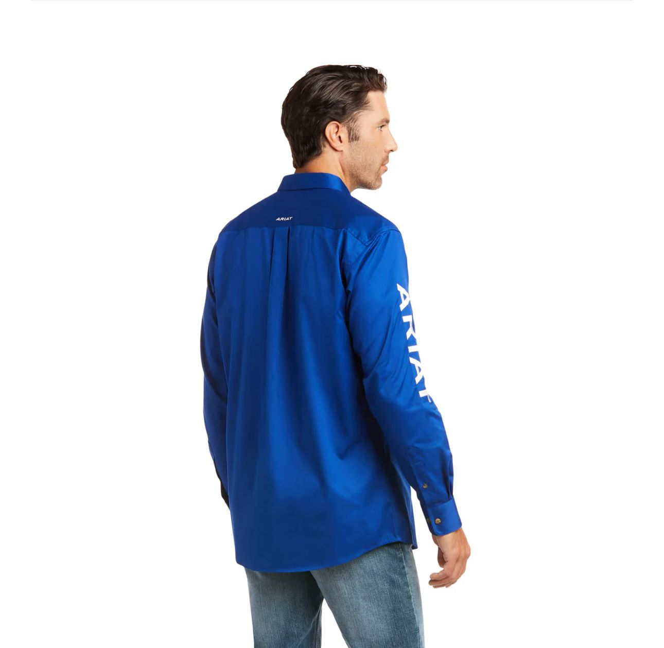 Camisa Ariat Team Logo Twill Azul Corte Fitted