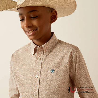 ARIAT CAMISA INFANTIL - NIÑO MANGA LARGA JOHNNY CAFÉ CLARO