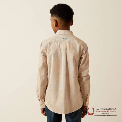 ARIAT CAMISA INFANTIL - NIÑO MANGA LARGA JOHNNY CAFÉ CLARO